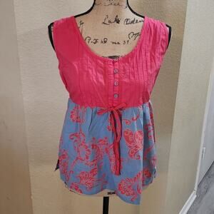 Goubi floral 100% cotton babydoll peplum top size small
